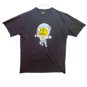 drew house Black T-Shirt with Astronaut Smiley Graphic